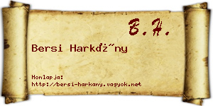 Bersi Harkány névjegykártya